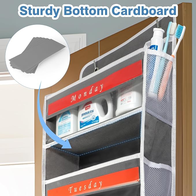 YooxArmor Over The Door Organizer, Hanging Storage with 6+6 Large Pockets, 22lbs Load Anti Tilt Behind Door Storage for Closet Bedroom Bathroom, Black