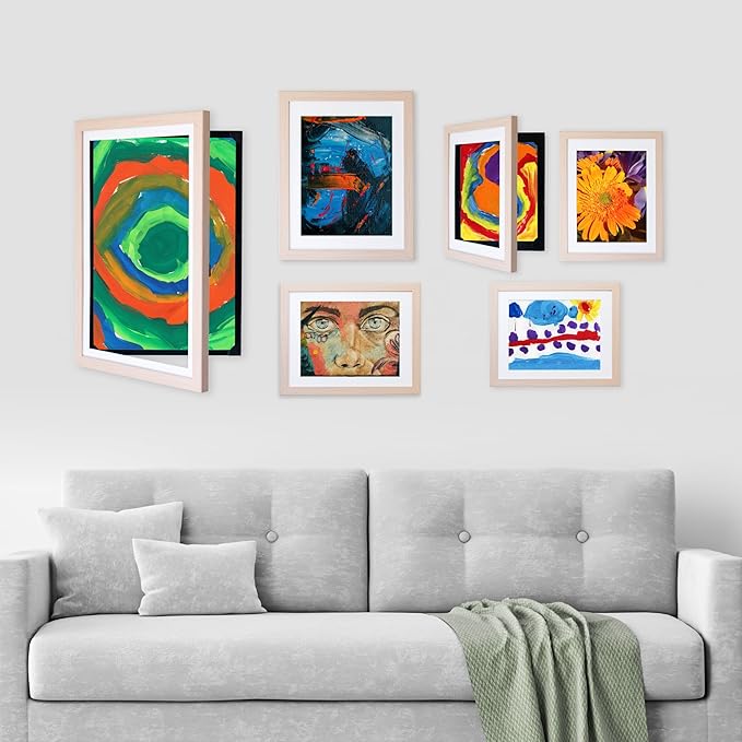 Dynamic Frames Li’l Davinci Front-Open 2-Pack Kids Art Frames, Wooden Frames for 12x18 Artwork, Prints & Certificates, Store up to 50 per Frame, 14.75 x 20.75 Outer Dimensions, Natural