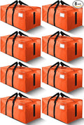 HOMESURE Supports 200lbs Heavy Duty Moving Bags - Strong Zipper & Wrap-Around Handles - Water-Resistant Storage Totes, Durable Alternative to Moving Boxes - 8 Pack - Orange