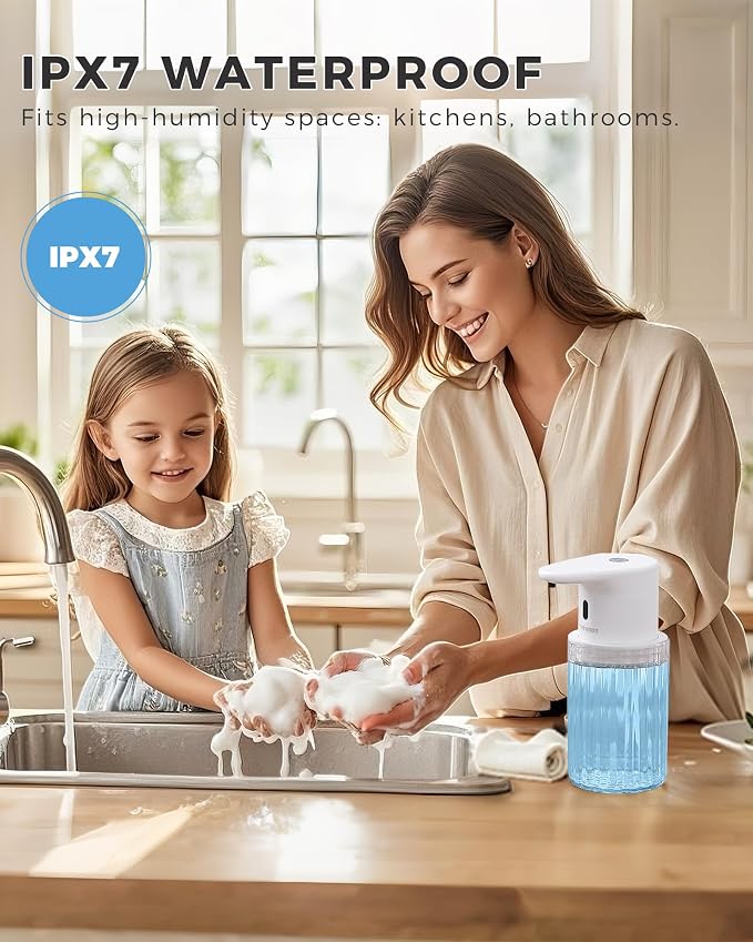Automatic Foaming Soap Dispenser Touchless, USB Rechargeable Soap Dispenser | Adjustable Foam Levels, 10oz/300mL Hands Free Sensor, Waterproof, Wall Mounted or Countertop for Bathroom & Kitchen