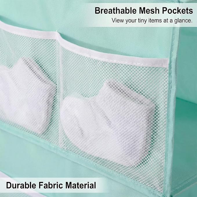 4-Shelf Closet Hanging Organizer Foldable Hanging Storage Shelves with Strong Magic Tapes Space-Saving Wardrobe Hanging Shelf for Clothes Towels Accessories Blue