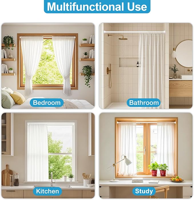 2Pack Tension Curtain Rod 31 to 75 Inch Spring Tension Rods for Windows Adjustable Curtain Rod No Drilling Expandable Pressure Curtain Rod Shower Rods for Closets,Bathroom,Kitchen,Doorway
