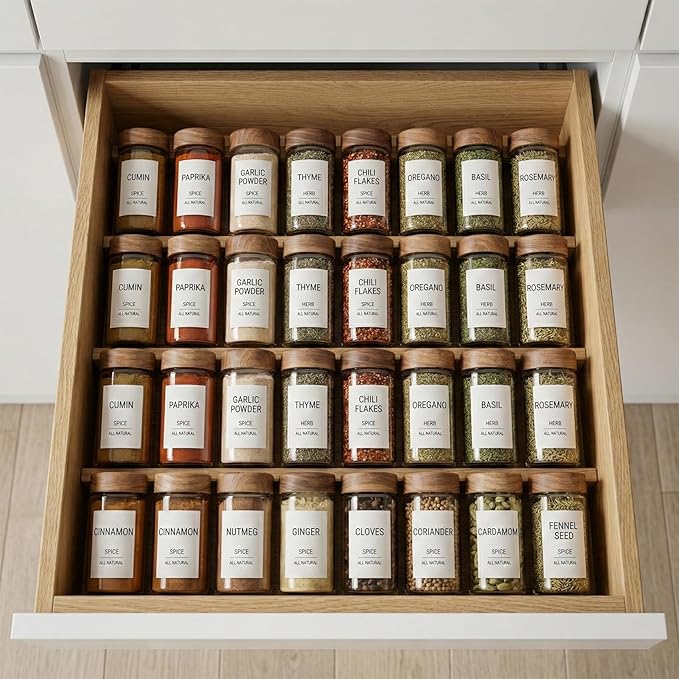 Spice Jar Labels 150 PCS Waterproof Spice Labels Stickers Spice-Minimalist Condiment for Kitchen Jars