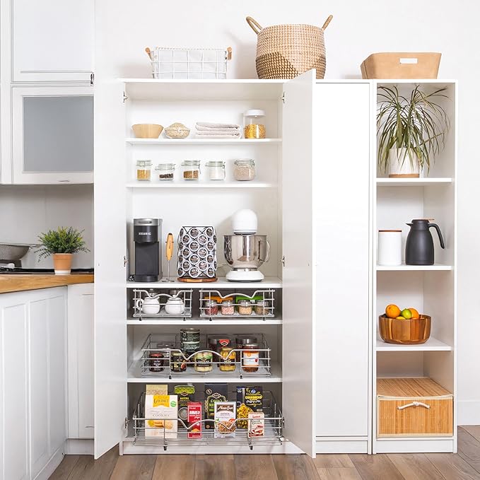 HOLDN’ STORAGE Pull Out Cabinet Organizer, Slide Out Drawer for Kitchen Cabinets & Pantry, Roll Out Shelf for Pots, Pans & Under Sink Storage, Heavy-Duty Full-Extension, 28" W x 21" D x 5" H