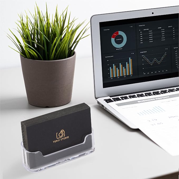 Mr. Pen- Acrylic Business Card Holder for Desk | Clear Plastic Business Cards Display Holders Stand, 3 Packs, Fits 40-60 Cards