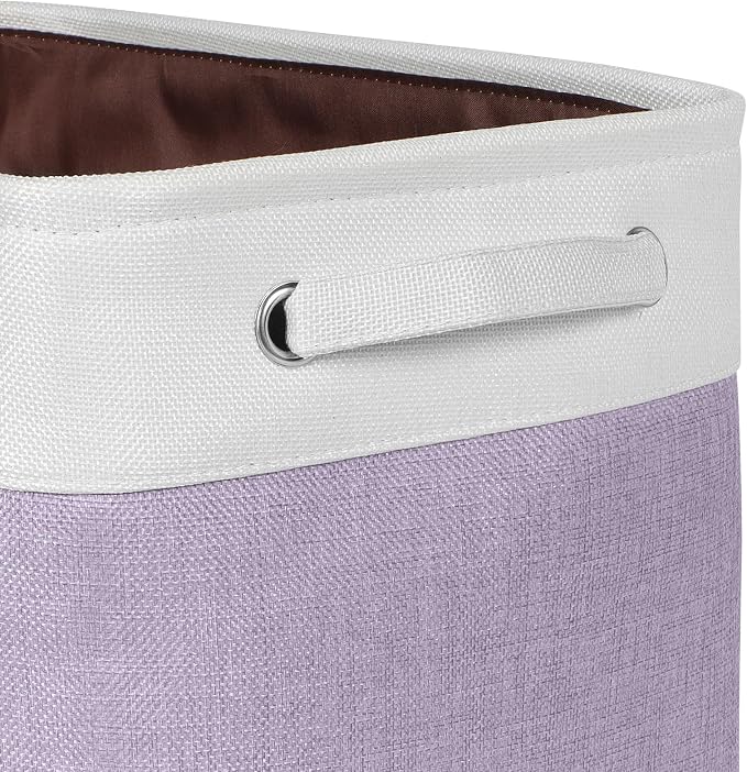 Fabric Bin Storage Baskets Cube, 15x11x9.5Inch, Purple, 3 Pack | Collapsible Cube, Durable Handles, Closet Organizer, For Organizing Shelves Drawers