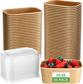 Maxdot 50 Pack 29 oz Disposable Food Containers with Lids Paper Food Containers Bowls for Meal Prep, Salad, Ice Cream, Yogurt, Soup Bowls Party Leftover Box
