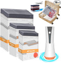 Vacuum Storage Bags for Travel with Rechargeable Air Pump - 16 Pack Vacuum Seal Bags for Clothing Space Saver, Compression Packing Bags for Suitcase Luggage, Blankets, Bedding, Seasonal Storage
