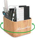 Square Leather Art Supply Organizer,Remote Control Holder with Removable Dividers,360°Rotatable Pencil Holders,4 Compartments Organizer for Office Supplies Storage Box(1-Beige)