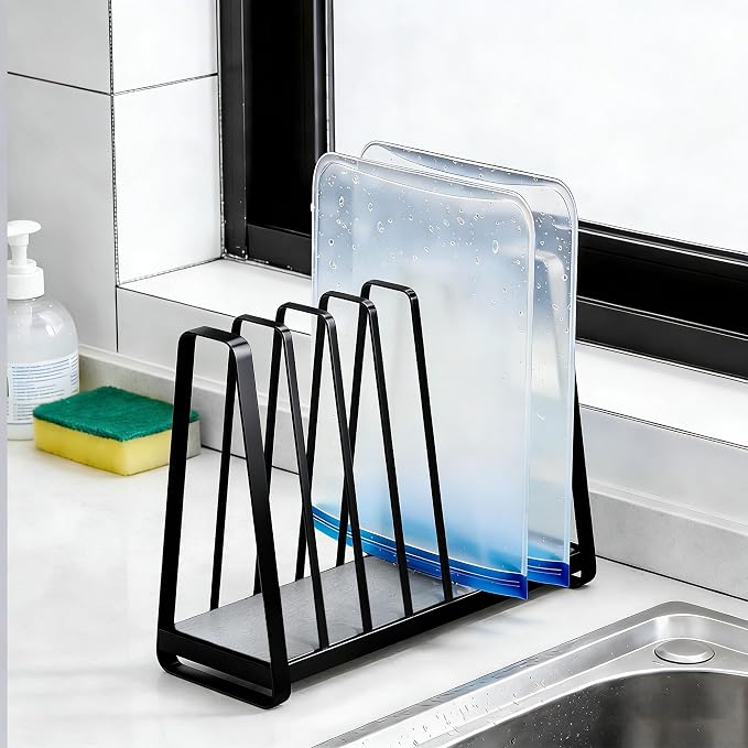 YIGII - Reusable Bag Drying Rack, Plastic Bag Holder Dryer for Ziplock, Kitchen Drying Rack for Sandwich Bags, Food Silicone Bags Holder, Built in Quickly Dry Stone