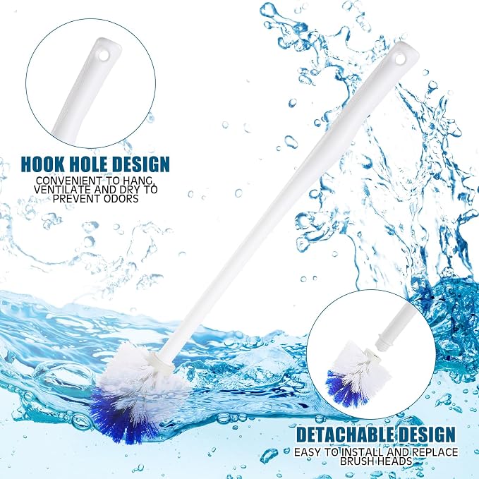 Willinglong 15 Pcs 18.5 Inch Toilet Bowl Cleaner Brush Bathroom Long Plastic Handled Cleaning Scrubber with Hook Hole Without Holder for Household Cleaning (Blue,White)