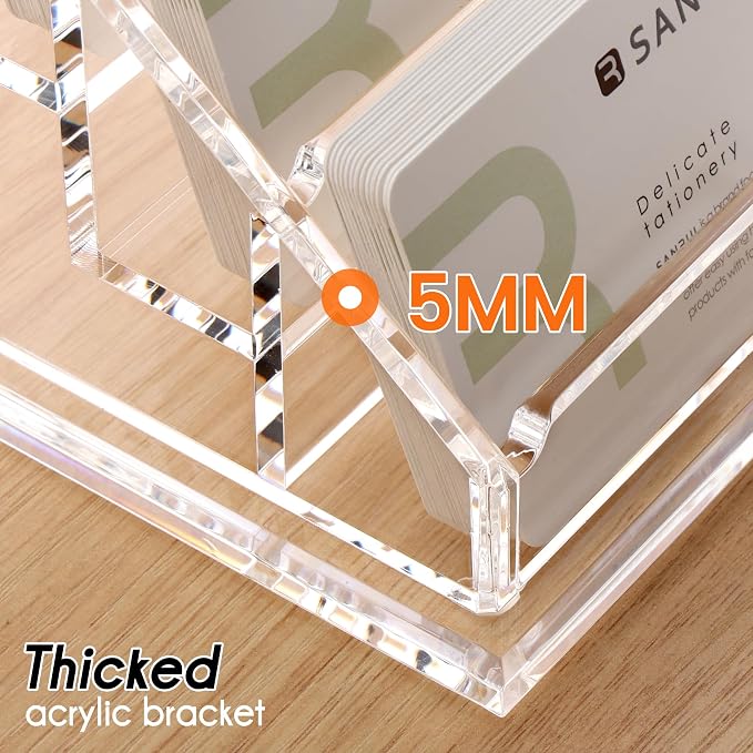 YUXUN Business Card Holder for Desk-4 Tier 4 Slot, Acrylic Business Cards Display Stand, Multiple Business Card Holder for Women Men, Desk Organiser Name Card Holders for Exhibition, Home, Office