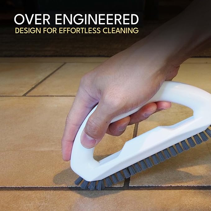 Grout Brush with Stiff Nylon Bristles, Heavy Duty Hand Grout Scrub Brush for Cleaning Baseboards, Floor, Corners, Tiles, Shower, Bath Tub, Floor, Tiles and Other Surfaces