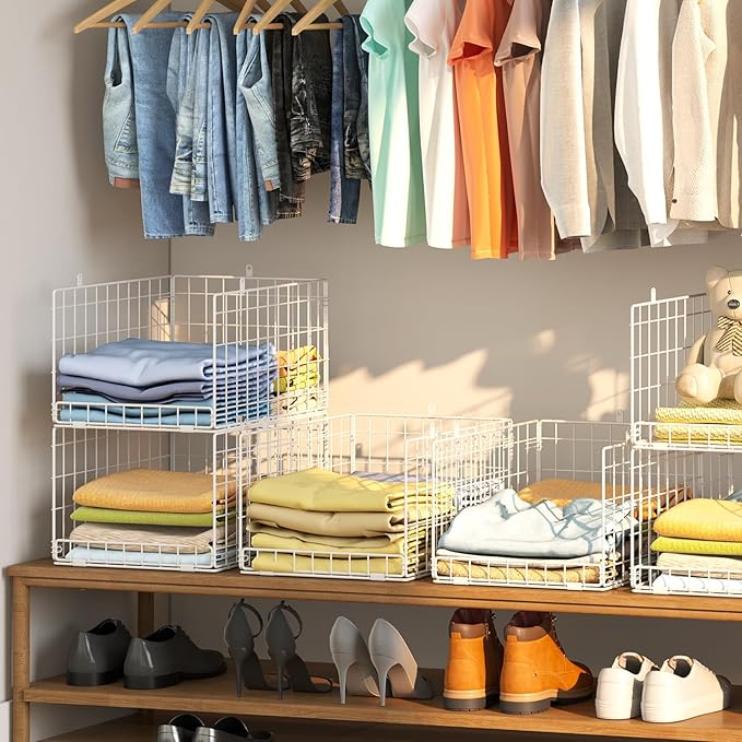 Cidaziya Closet Organizers and Storage Shelves for Clothes, Collapsible Stackable Storage Bins Organizer Baskets Containers Drawers for Truck Camper Closet RV Closets Pantries Cupboard Wardrobe