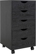 Naomi Home 5 Drawer Office Storage File Cabinet Under Desk Cabinets for Organization Filing with Wheels, Printer Stand Storage, 180 lbs Capacity, Distressed Black