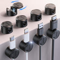 9 Pack Cord Organizer, Chfeila [360°Rotating Twist-Lock] Magnetic Cable Management Clips, Adhesive Phone Charging Keeper Wire Cord Holder for Nightstand/Car/Wall, Office Desk Accessories Decor (Black)