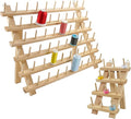 New brothread 60 Spools + 12 Spools Wooden Thread Rack/Thread Holder Organizer with Hanging Hooks for Embroidery Quilting and Sewing Threads - Mother + Baby Thread Rack