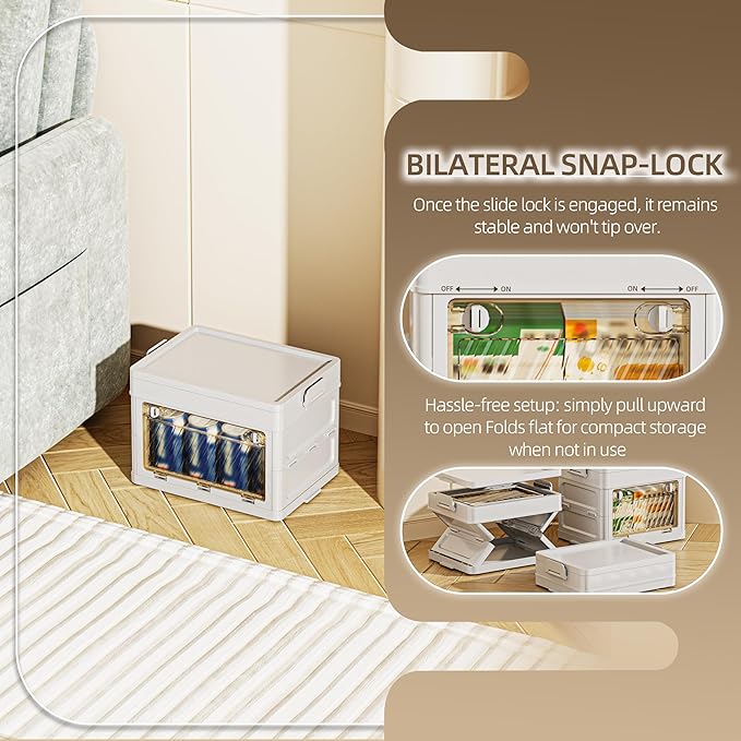 8 QT / 2 Gal Space Saver Foldable Cabinet Slim Profile, Double Transparent View Doors, Instant Pull-Up Frame for Apartments/Dorms