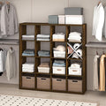 Furinno Cubic Extra Thick 16-Cube Closet Organizers and Storage, Amber Pine | 14.6 x 58 x 58 in, Open Shelf Closet Storage, Closet Organizer, for Wardrobe, Bedroom, Living Room