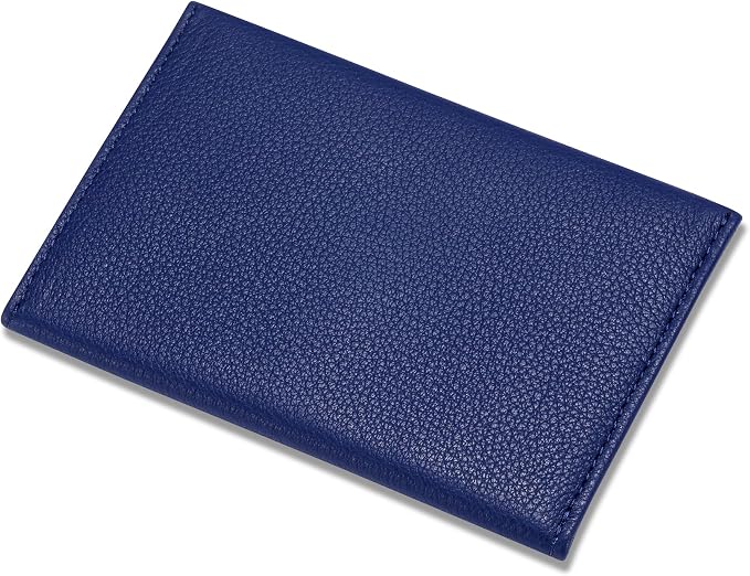 HISCOW Envelope Business Card Case with Magnet Closure - Italian Calfskin (Blue)