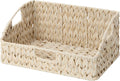 GRANNY SAYS Wicker Storage Baskets for Shelves, Large Wicker Basket with Handles, Trapezoid Woven Baskets for Storage, Decorative Basket for Home Decor, Butter Milk