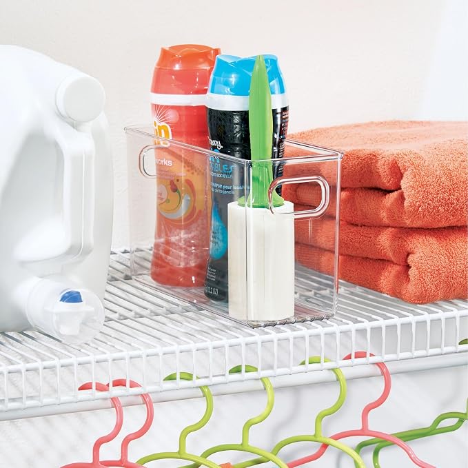 iDesign Slim Clear Plastic Storage Bin, Tall Narrow, 2-Pack | Organizer for Kitchen, Fridge, Pantry