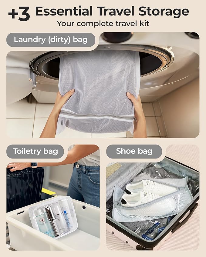 BAGSMART Vacuum for Travel with Rechargeable Air Pump, Portable Space Saver Bags for Travel & Home, Vacuum Compression Seal Bag for Clothing, Blanket, 21 Pack Multicolor