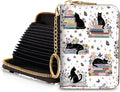 Blusabaca RFID Credit Card Holder Small Women Travel Wallet, Cute Black Cat | Removable Keychain, Case with Zipper, Vegan PU Leather, Cash Coin Pocket, Business Accordion Purse, Ladies Female Gift