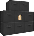 STORAGE MANIAC Storage Cubes, 11 Inch Collapsible Storage Bins with Handles, 8 Pack Fabric Foldable Bins for Organization, Durable Storage Bins for Closet, Shelves, Offices, 8-Pack Black
