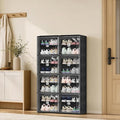 Foldable Shoe Cabinet with Magnetic Clear Doors, Wide Design Shoe Rack for Entryway, Portable Shoe Organizer Meeting Diverse Storage Needs (Black, 2Row 8Tier)