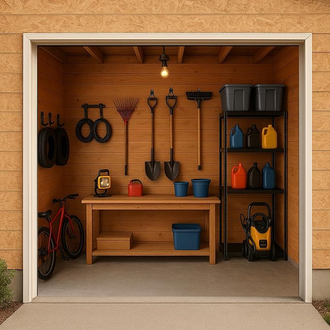 4 Pack Garage Hooks Heavy Duty, Garage Tool Organizer Wall Mount | Utility Organizer, Steel Utility Storage Hooks for Ladders, Garden Tools, Bike, Ropes, Bulk Items