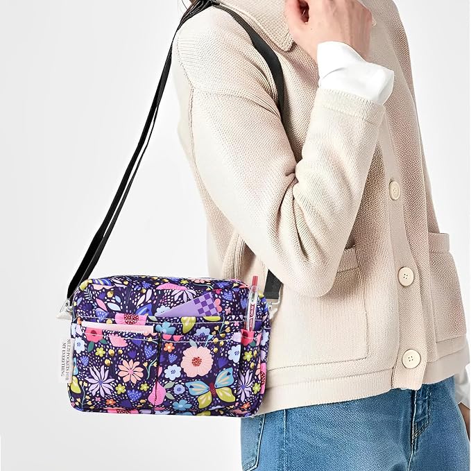 Multiple Pockets Portfolio Organizer with Zippered,Storage Pencil Pouch Bag | Waterproof Travel Toiletry Bag,Portable Pencil Pouch for Notebooks,Stationeries,Make-up,Journal Office Art Supplies,DP Flower