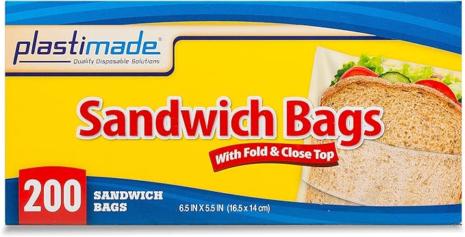 Sandwich Bags With Fold & Close Top (6.5 in X 5.5) in 200 Count Pack of 4