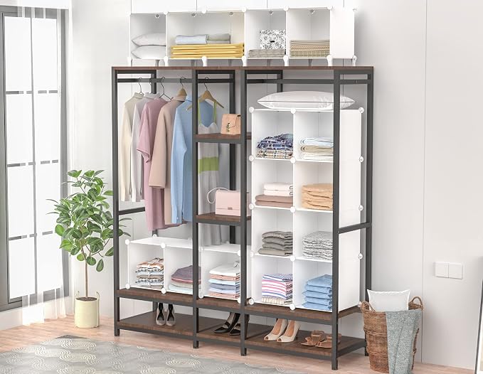 Closet Organizer, 12 Cube Closet Organizers and Storage, Portable Closet Shelves Clothing Storage, White