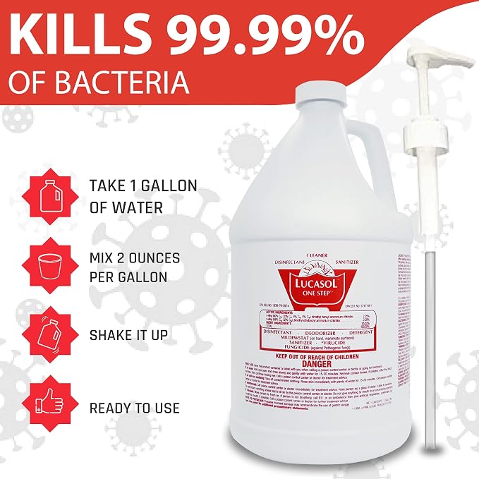 Lucasol One Step Hospital Grade Disinfectant Sanitizer w/ Pump Dispenser