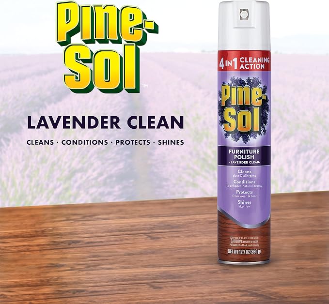 Pine-Sol Furniture Polish | Wood Furniture Polish Spray | Wood Polish Spray for Your Furniture Gives You A Powerful Clean You Can Trust | 12.7 Ounces, Fresh Lavender Scent (Pack of 2)
