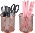 PAG Pencil Holder for Desk, 2 Pack Desktop Pen Cup, Office Supplies Rose Gold Desk Organizers and Accessories Organization, Makeup Brush Holder, Copper