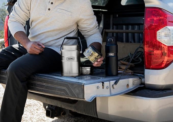 THERMOS Stainless King Vacuum-Insulated Food Jar with 2 Storage Container Inserts,47 Ounce,Matte Stainless Steel,(Pack of 4)
