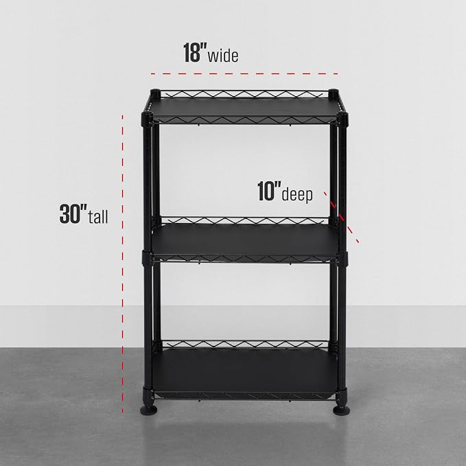 SafeRacks NSF 3-Tier Heavy Duty Steel Wire Shelves (18"x10"x30")