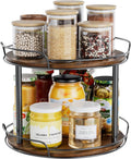 12'' Rotating Spice Rack, 2-Tier Lazy Susan Turntable Organizer | Wooden, for Cabinet, Table Top, Kitchen Countertop, Pantry, Bathroom, Vanity, Home Decor