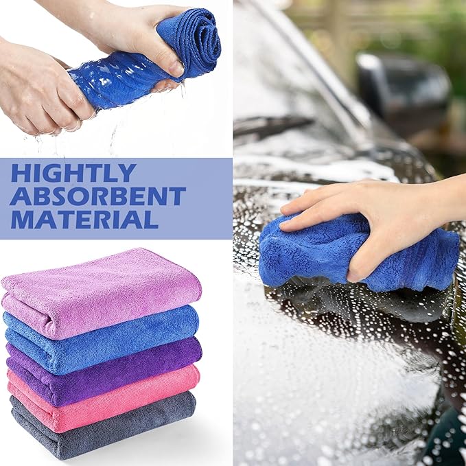 SmoothNovelty 10 Pcs Extra Large Microfiber Cloth 30" x 20" Large Floor Microfiber Towel Reusable Washable Free Lint Free Cloth Rag for Squeegee Mop Floor Window Housekeeping (Bright Color)