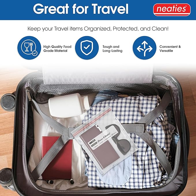 Neaties 1 Quart Resealable Bags – Medium Sized Heavy Duty Freezer Bags with Dual Zipper – 7x8" with Writable Space for Kitchen or Home Storage – BPA-Free Food Grade Plastic – 300 Pack