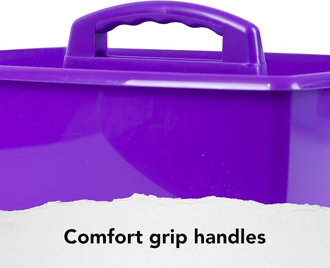 Storex 2-Compartment Large Craft Caddy – Multipurpose Classroom Organizer with Handle, Purple, 6-Pack (00955F06C)