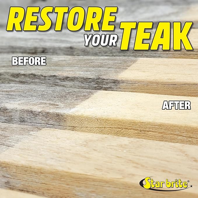 Star Brite Teak Cleaner & Brightener, Restore Weathered Wood, 32oz (094932) | Restore Weathered Wood