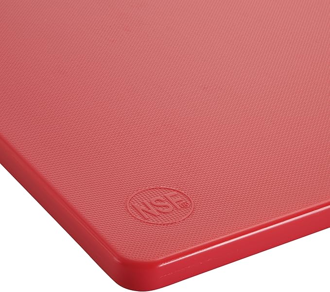 Winco Heavy-Duty Plastic Cutting Board, 15" x 20" x 1/2", Red (Set of 6)