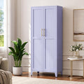 Lockable 61 Inch Tall Metal Storage Cabinet with Adjustable Shelves,4-Tier Steel Storage Locker,2-Door Metal Display Cabinet for Bedroom,Living Room, Home Office Purple