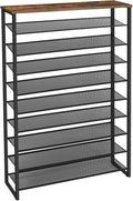 HOOBRO 10-Tier Shoe Rack for Entryway, 39.4" L Shoe Storage Organizer, Large Capacity Shoe Shelf for Closet, Front Door Entrance, Hallway, Holds 45-50 Pairs of Shoes, Rustic Brown BF171XJ01