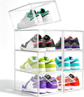 1 Pack Clear Shoe Boxes with Acrylic Drop Front Magnetic Door, Stackable Size 12 Shoe Organizer for Sneaker Collection, Space-Saving Plastic Shoe Storage Box for Closet, Entryway, Bedroom