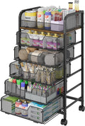 Yociyoga 6-Tier Craft Cart with Wheels-Rolling Storage Cart with Drawers,Rolling Utility Cart with DIY Divider,Art Supply Organizer Cart,Rolling Cart with Drawers,Craft Organizers and Storage,Black