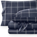 Bare Home Full Sheet Set - Luxury 1800 Ultra- Soft Double Brushed Microfiber - Deep Pockets - Easy Fit - 4 Piece Bedding Sheet Set (Full, Modern Plaid - Midnight/White)